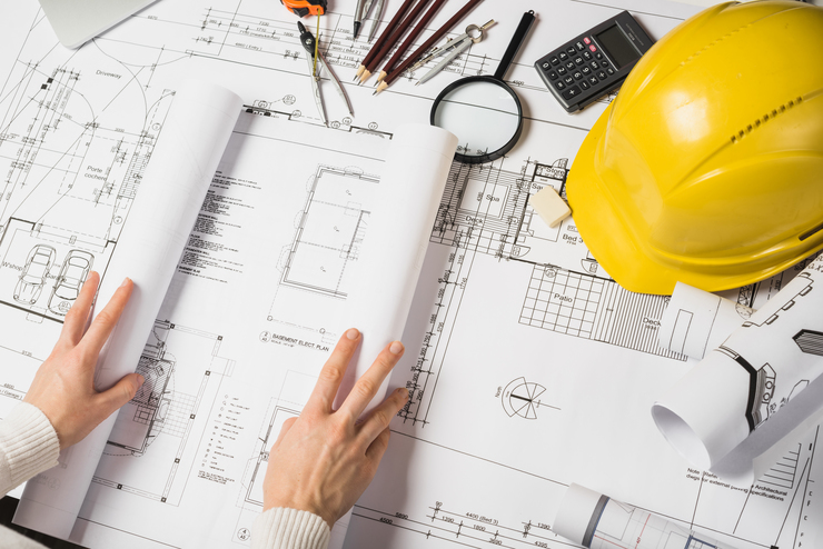 Header crop architect opening blueprint