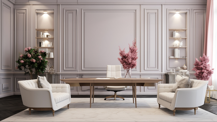 Header interior design neoclassical style with furnishings decor