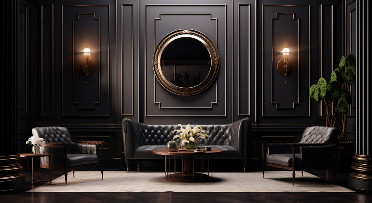 Header interior design neoclassical style with furnishings decor 1