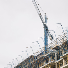 Thumb crane building construction