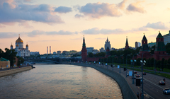 Wide thumb view moscow dusk russia