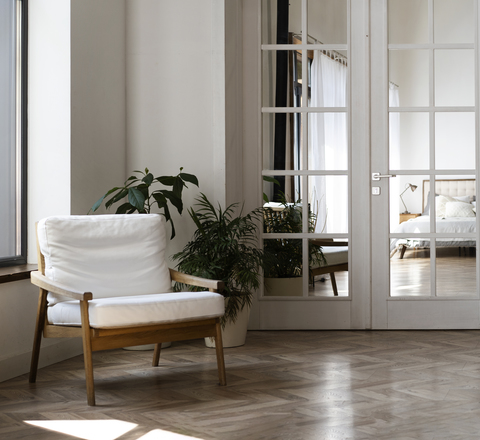 Vertical slider interior design zoom calls with plants