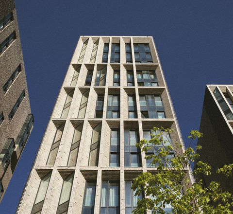 Vertical slider analog city landscape with buildings
